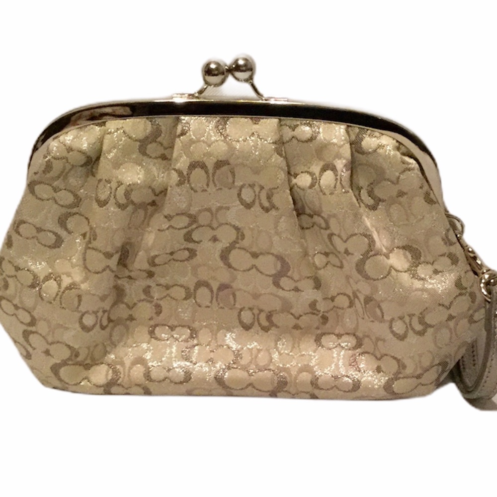 Coach Lurex Optic Kisslock Wristlets/Clutch EUC